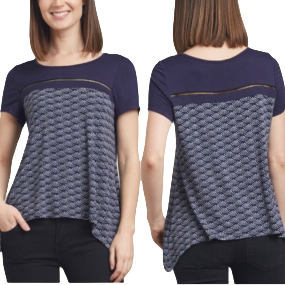Relished Navy Shells Sidetail Top